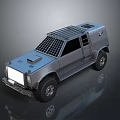 Rugged Off Road Vehicle with Metal Grille Roof Structure and Large Tires