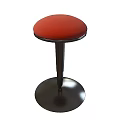 Modern Red Round Upholstered Stool With Black Metal Base And Sleek Design