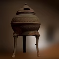 Vintage Style Bronze Decorative Ornament Set With Intricate Carved Patterns And Lid