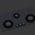 Sleek Modern Kitchen Gas Cooktop Appliance With Three Burners And Control Knobs 3d model