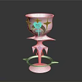Elegant Silver Goblet With Intricate Star Shaped Details And Spiked Base Stand