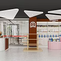 Modern Mall Store Interior With White Counter Shelves Bright Lighting And Product Displays
