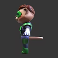 Cute Superhero Cat Character in Green Purple Costume with Mask