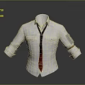 Stylish White Shirt with Black Tie Red Detail Rolled Up Cuffs and Classic Design