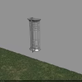 Modern Wall Sconce with Metal Frame and Glass Illuminating White Wall Above Green Grass