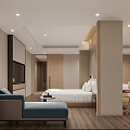 Modern Suite Hotel Rooms 3d model