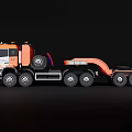 Orange And White Heavy Duty Tow Truck With Multiple Wheels And Roof Lights