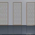 Three Light Colored Swing Doors With Vertical Striped Hollow Pattern for Modern Interiors 3d model