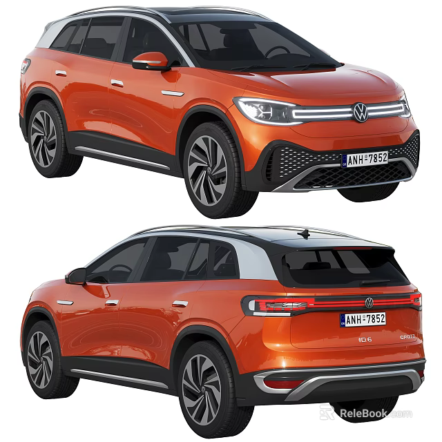 Orange Volkswagen Electric SUV with Modern Front Design Stylish Alloy Wheels and Sleek Rear Styling 3d model 
