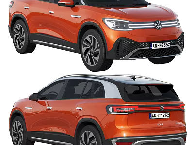 Orange Volkswagen Electric SUV with Modern Front Design Stylish Alloy Wheels and Sleek Rear Styling 3d model