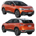 Orange Volkswagen Electric SUV with Modern Front Design Stylish Alloy Wheels and Sleek Rear Styling 3d model