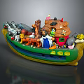 Commercial Noah's Ark Model Equipment With Animal Human Figures And Small Buildings