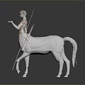 3D Model of Decorative Outfit Rider on White Horse Holding Two Spears as Armored Character 3d model