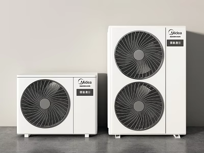 White Midea Air Conditioner Fans With Dual Fan Design And Modern Exterior Look 3d model