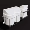 Sturdy White Containers Placed On Metal Rack For Home Storage Organization