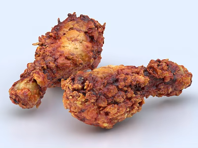 Crispy Golden Fried Chicken Drumsticks With Juicy Tender Meat And Crunchy Appetizing Coating 3d model