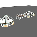 Traditional Decorative Tents With Geometric Patterns And Different Sizes For Outdoor Use 3d model