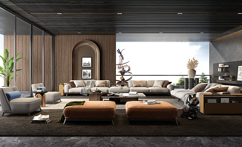 Modern Minotti living room 3d model