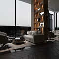 Elegant Light Luxury Sofa And Coffee Table Combination For Bright Spacious Panoramic View Living Room