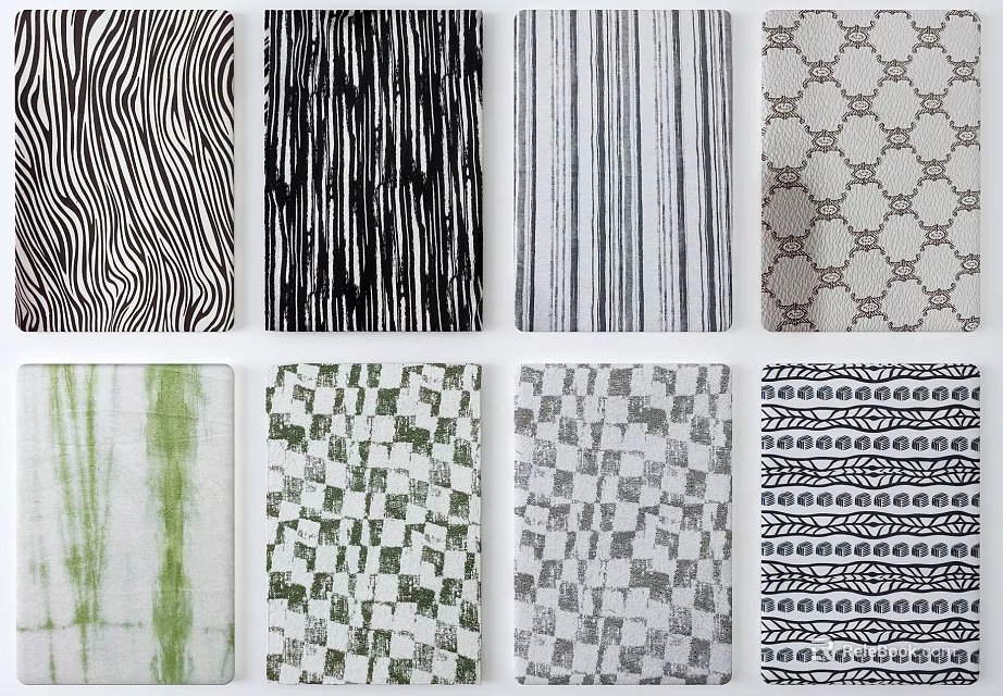 Stylish Square Rugs With Various Decorative Patterns For Modern Home Decor 3d model