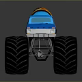 Blue Monster Truck Design With Oversized Tires And Orange Tank