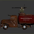 Rusty Military Tanker Truck Featuring Machine Gun on Top Road Raiders