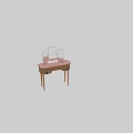 Elegant Dressing Table With Wooden Legs Plaid Drawers Green Tassel And Golden Frame Mirror