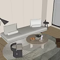 Sofa Fabric Three-Seat Sofa Solid Wood Square Stool Solid Wood Casual Stool Solid Wood Coffee Table Side Table Floor Lamp 3d model