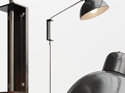 Modern Black Metal Wall Lamp With Adjustable Arm And Stylish Design 3d model