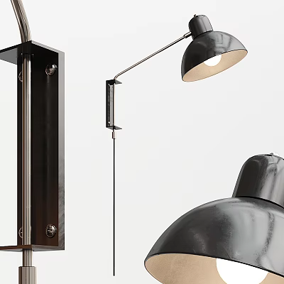 Modern Black Metal Wall Lamp With Adjustable Arm And Stylish Design 3d model