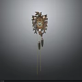 Traditional Wooden Cuckoo Clock Electronic Appliance With Carved Design And Pendulum Bells