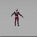 Back View of Red and Black Armored Superhero Character With Wasp Inspired Insect Wings 3d model