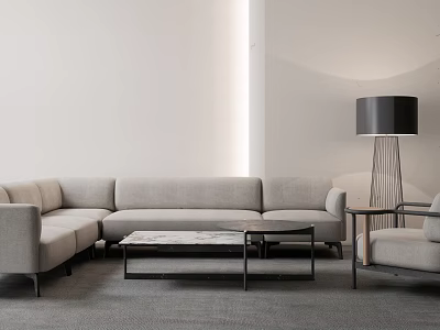 Modern Multiplayer Single Sofa Coffee Table Combination 3d model