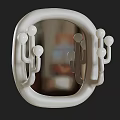 Stylish Oval Mirror With Cactus Shaped Decor And Bright Light Bulbs 3d model