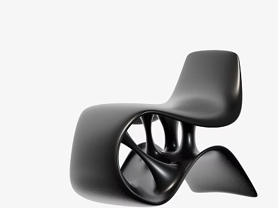 Black Modern Leisure Chair With Unique Curved Design And Sleek Surface 3d model