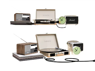 Modern radio sound phonograph clock ornaments 3d model