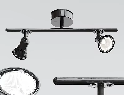 Modern Black Downlights And Spotlights Track Mounted Ceiling Lighting With Adjustable Heads And Sleek Design 3d model