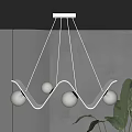 Modern Wave Shaped Chandelier With White Frame And Spherical Bulbs In Minimalist Interior