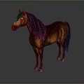 Brown Horse With Black Mane Standing On Gray Background 3D Render