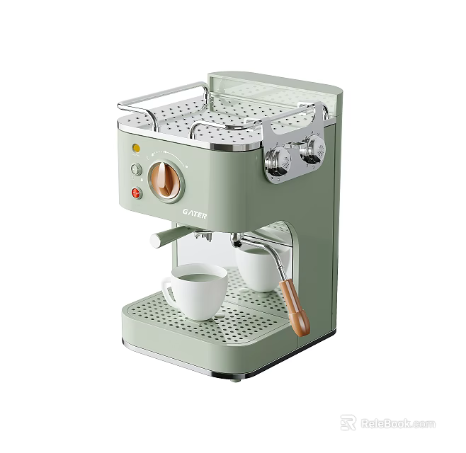 Light Green Retro Style Coffee Machine With Control Knobs And Cup Tray For Modern Kitchen 3d model 