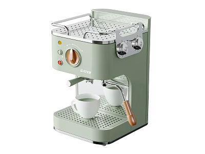 Light Green Retro Style Coffee Machine With Control Knobs And Cup Tray For Modern Kitchen 3d model