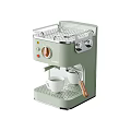 Light Green Retro Style Coffee Machine With Control Knobs And Cup Tray For Modern Kitchen