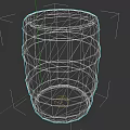 Artistic Wooden Barrel Sculpture With Metal Hoops And Detailed Surface Carving