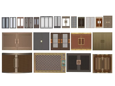 Various Modern Door Designs With Metal Wooden And Grid Patterns For Home 3d model