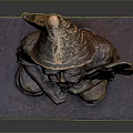 Detailed Gnome Statue Wearing Pointed Hat Holding Clover on Square Base