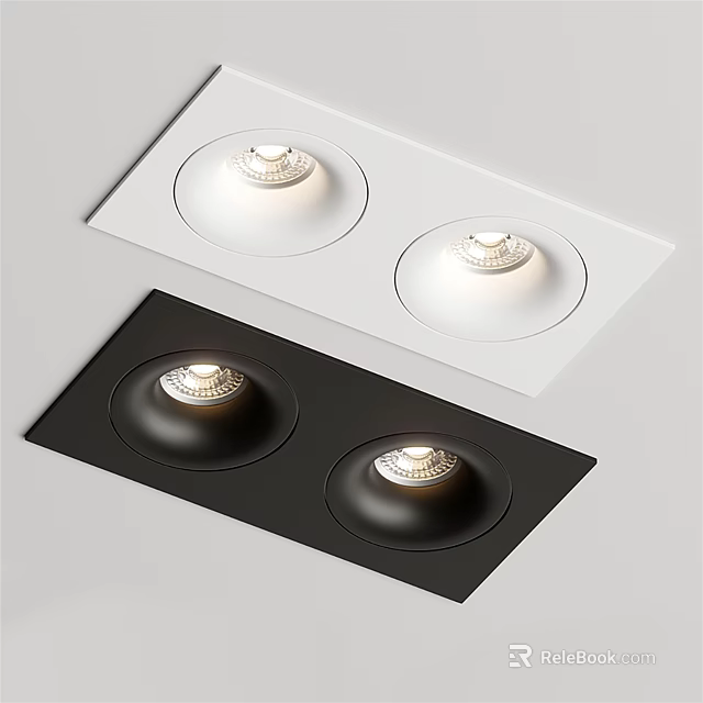 Modern Flush Mounted White and Black Downlights and Spotlights for Indoor Lighting 3d model 