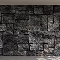 Natural Stone Textured Background Wall With Irregular Gray Stone Blocks And Shadow Effects 3d model