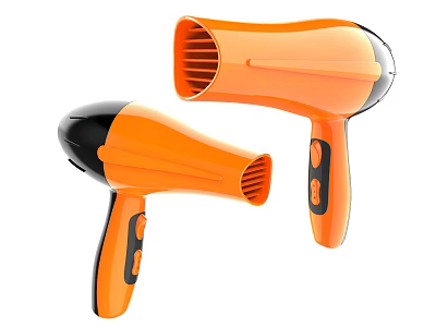 Two Orange And Black Hairdryers Daily Electrical Appliance With Practical Design 3d model