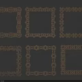 Six Silver Carved Border Frames With Various Intricate Patterns On Light Blue Background