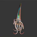 Colorful Spotted Octopus Featuring Vibrant Green Blue Orange Body And Pink Tentacles On Black Background
